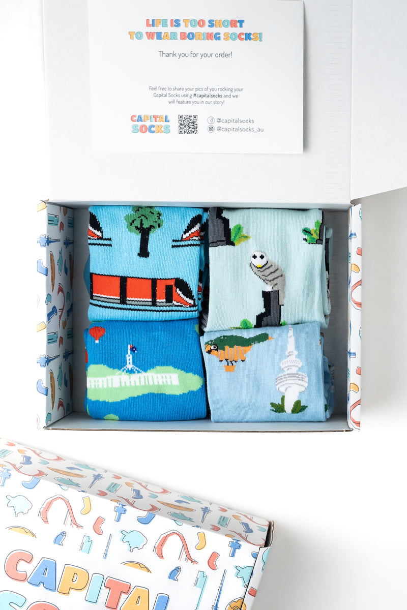 Canberra Icons Gift Box 4 Pairs Capital Socks Australia CAPITAL SOCKS