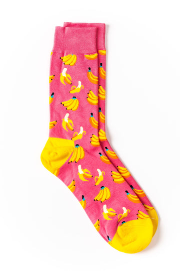 Banana Socks Pink with Yellow Bananas - CAPITAL SOCKS